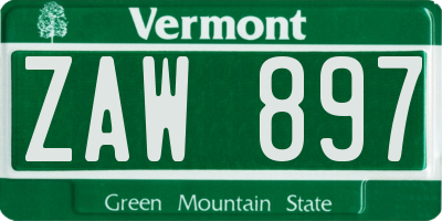 VT license plate ZAW897