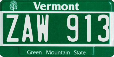 VT license plate ZAW913