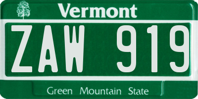 VT license plate ZAW919