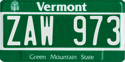 VT license plate ZAW973