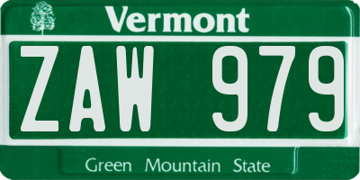 VT license plate ZAW979