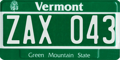 VT license plate ZAX043