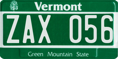 VT license plate ZAX056