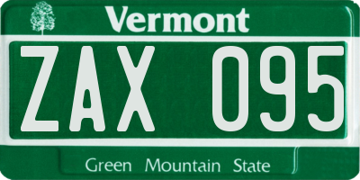 VT license plate ZAX095