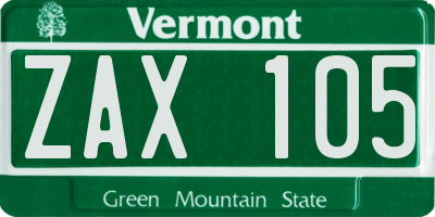 VT license plate ZAX105