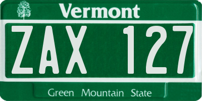 VT license plate ZAX127