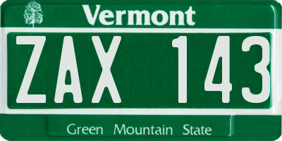 VT license plate ZAX143