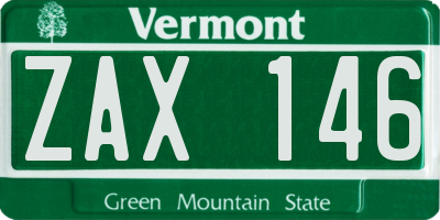 VT license plate ZAX146