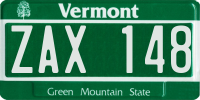 VT license plate ZAX148