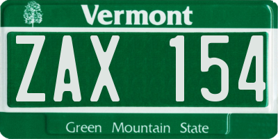 VT license plate ZAX154