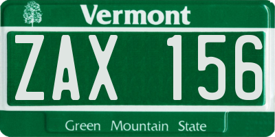 VT license plate ZAX156