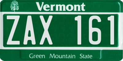 VT license plate ZAX161