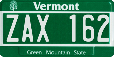 VT license plate ZAX162