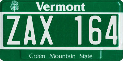 VT license plate ZAX164