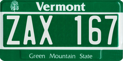 VT license plate ZAX167