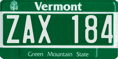 VT license plate ZAX184
