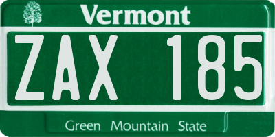 VT license plate ZAX185