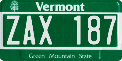 VT license plate ZAX187