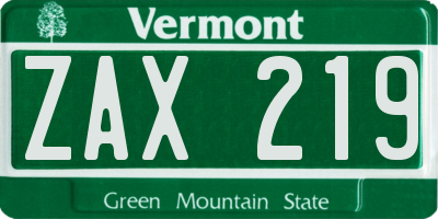 VT license plate ZAX219