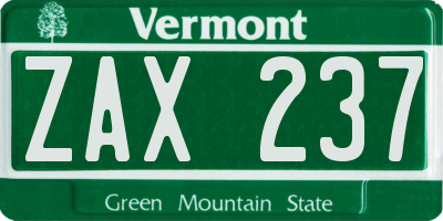 VT license plate ZAX237