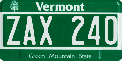 VT license plate ZAX240