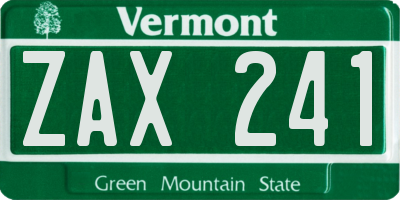 VT license plate ZAX241