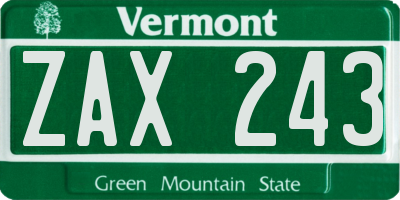 VT license plate ZAX243