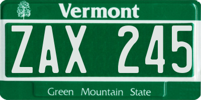 VT license plate ZAX245