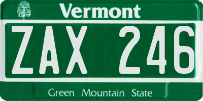VT license plate ZAX246