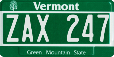 VT license plate ZAX247