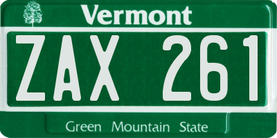 VT license plate ZAX261