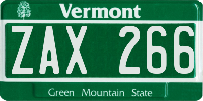 VT license plate ZAX266