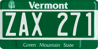 VT license plate ZAX271