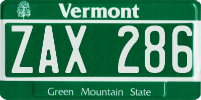 VT license plate ZAX286