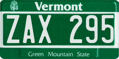 VT license plate ZAX295