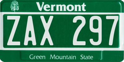 VT license plate ZAX297