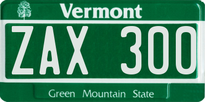 VT license plate ZAX300