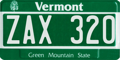 VT license plate ZAX320