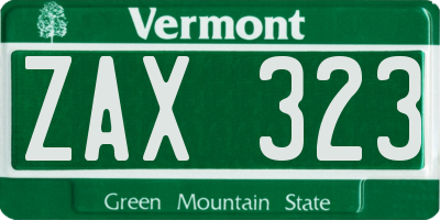 VT license plate ZAX323