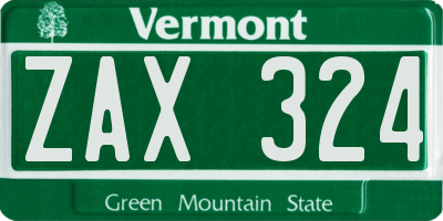 VT license plate ZAX324