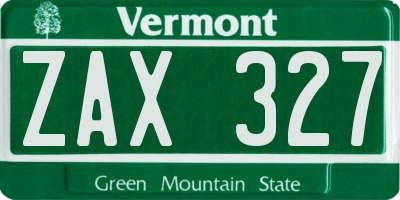 VT license plate ZAX327