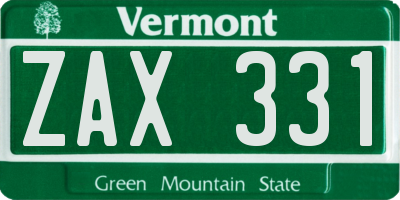 VT license plate ZAX331
