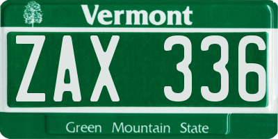 VT license plate ZAX336