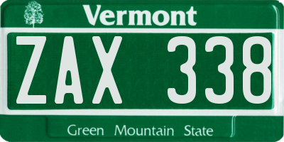 VT license plate ZAX338