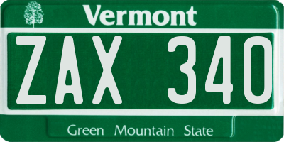 VT license plate ZAX340