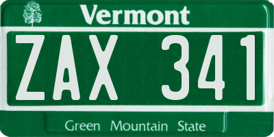 VT license plate ZAX341