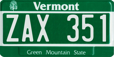 VT license plate ZAX351
