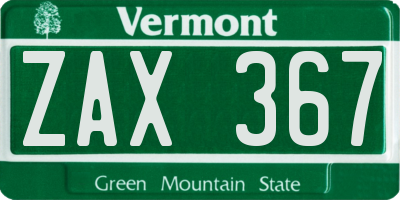VT license plate ZAX367