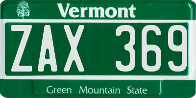 VT license plate ZAX369