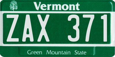 VT license plate ZAX371